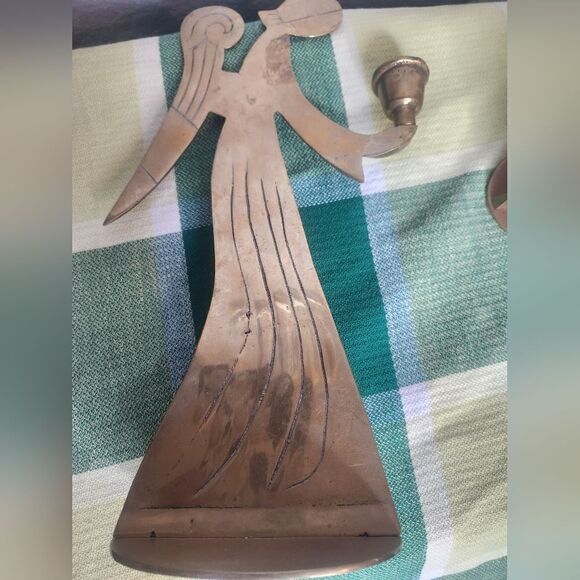 Vintage 2 Brass AngelCandleHolders Solid Brass Angel Taper Candle Holder 10 1/2" - Picture 14 of 14